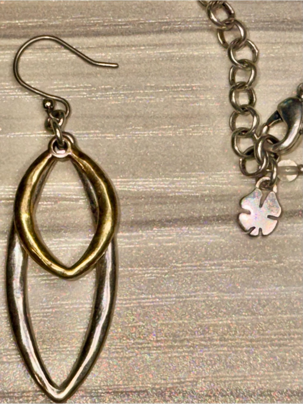 Lucky Brand Two-Tone Marquise Link Earrings - Gold & Silver - Picture 4 of 7